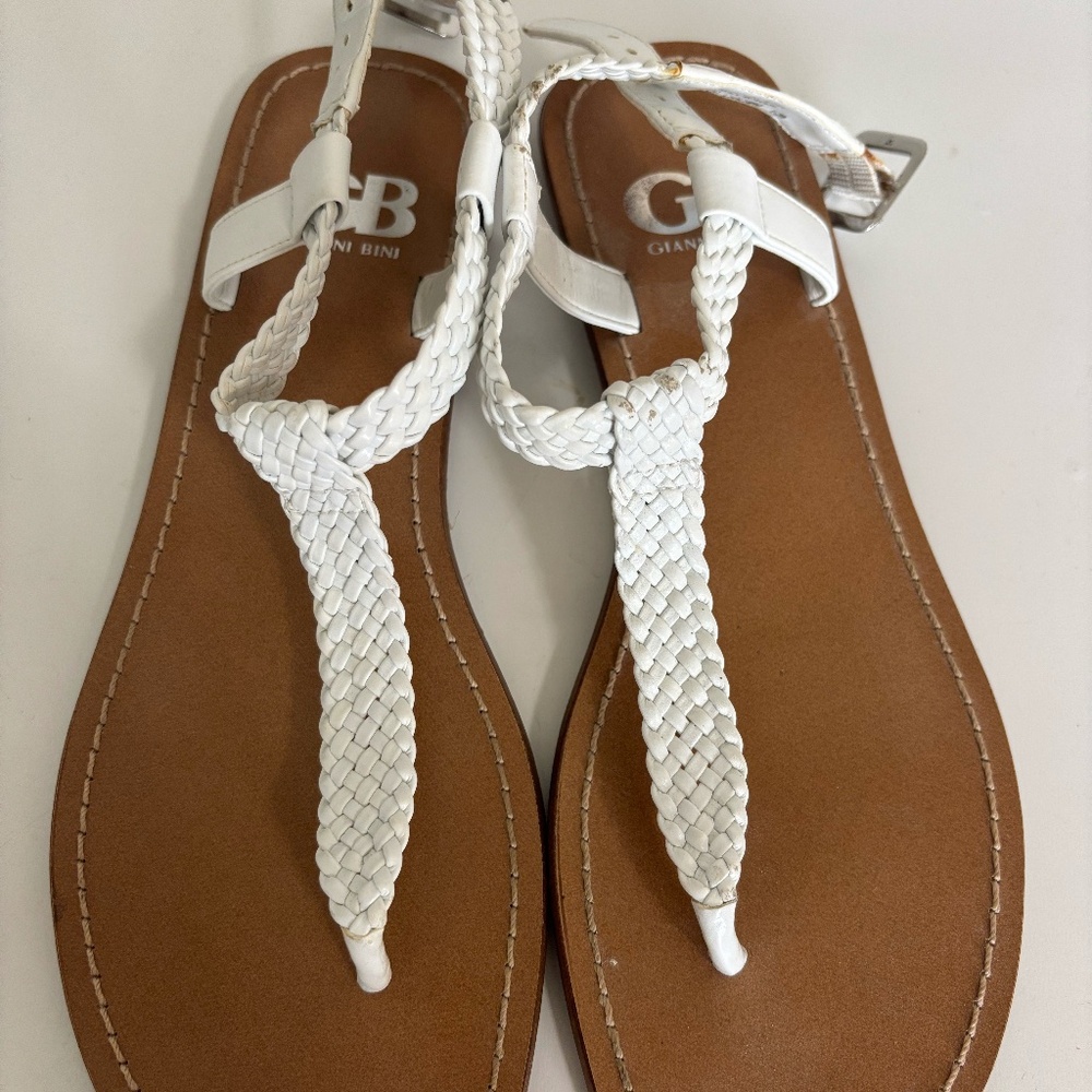 Gianni Bini White Braided Thong Sandals – Size 7.5